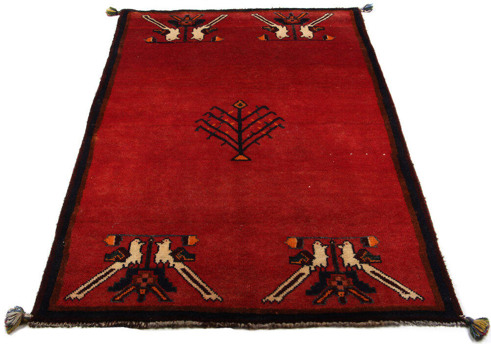 Handknuten Persisk Matta Gabbeh Shiraz Röd 188x106cm