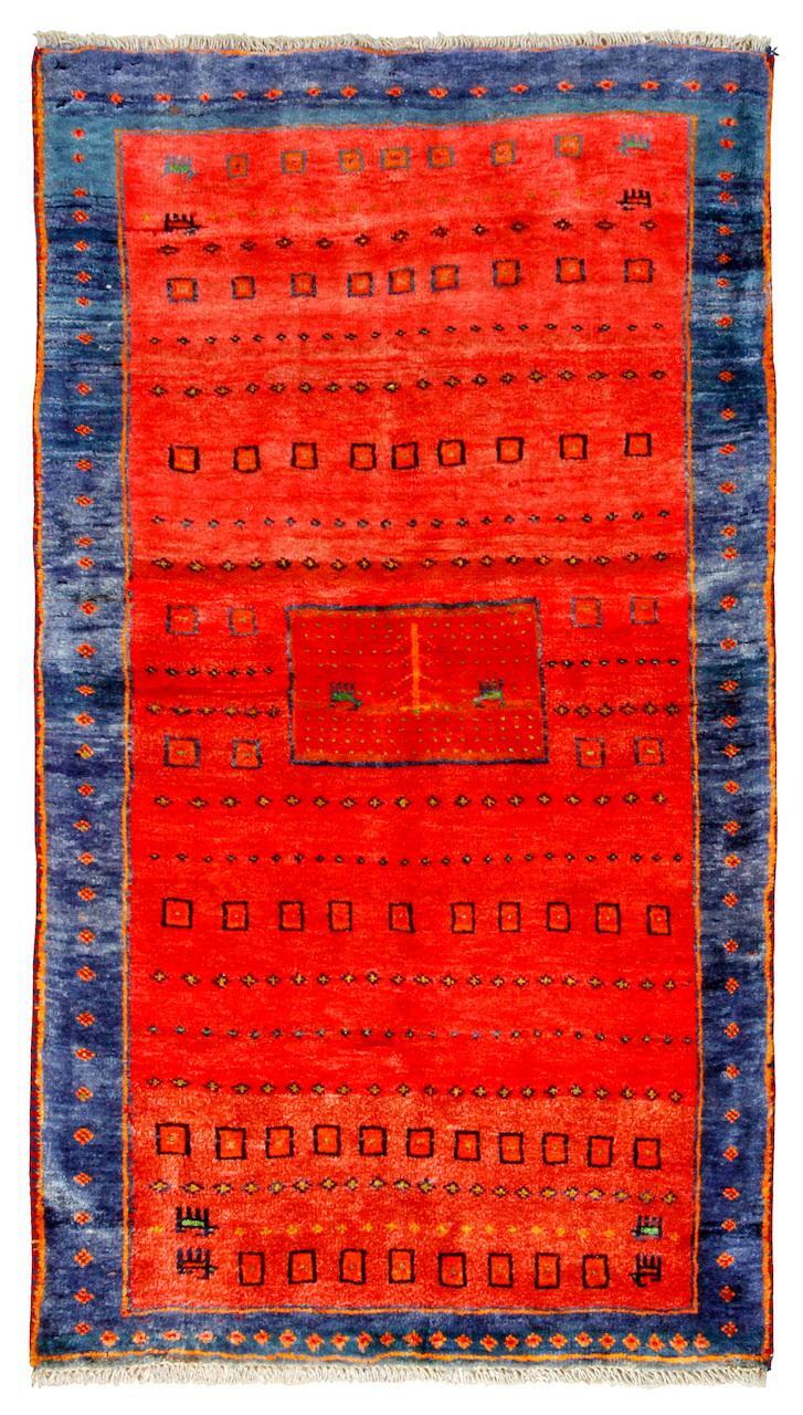 Handknuten Persisk Matta Gabbeh Shiraz Röd/Blå 97x172cm