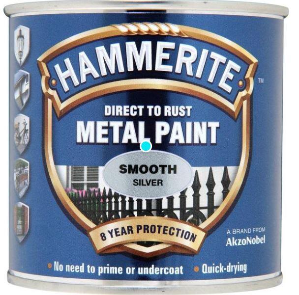 Metallfärg Hammerite Hammarlack Slätlack Silver 550 250ml