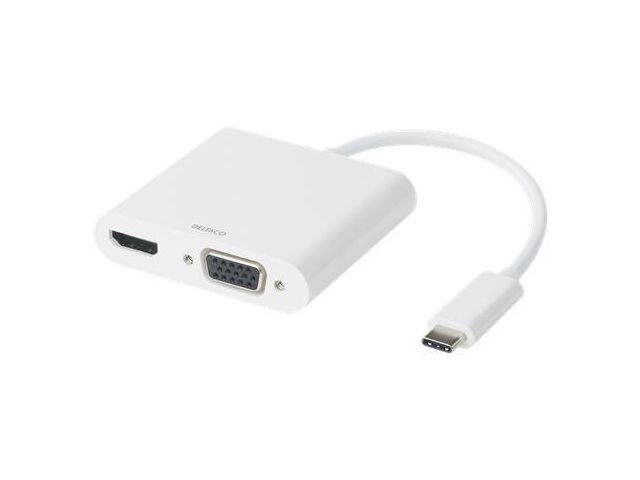 Adapter Deltaco HDMI/VGA/LJUD/USB-C