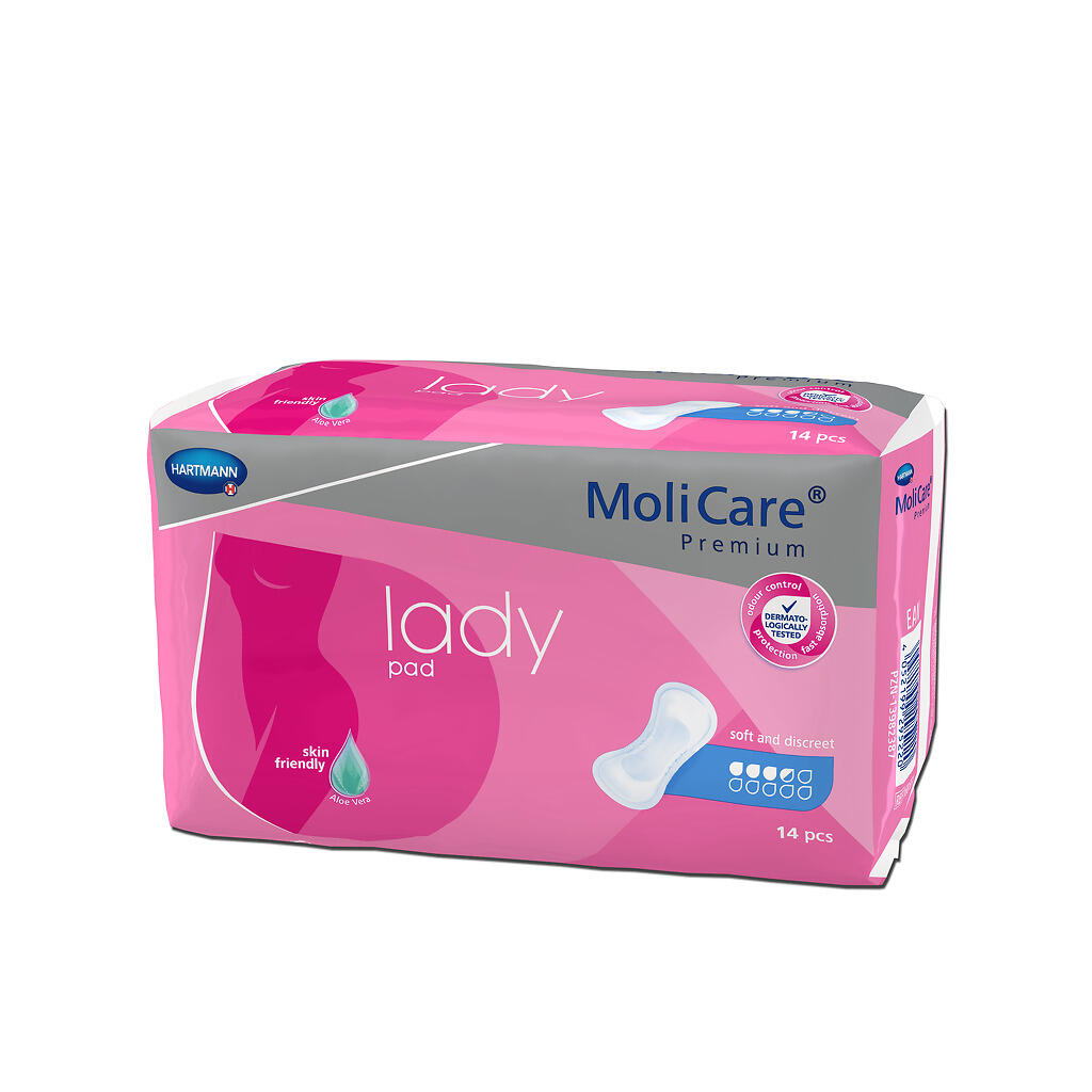Lättinkontinensskydd MoliCare Premium LadyPad 3.5 Droppar Ljusblå 14st