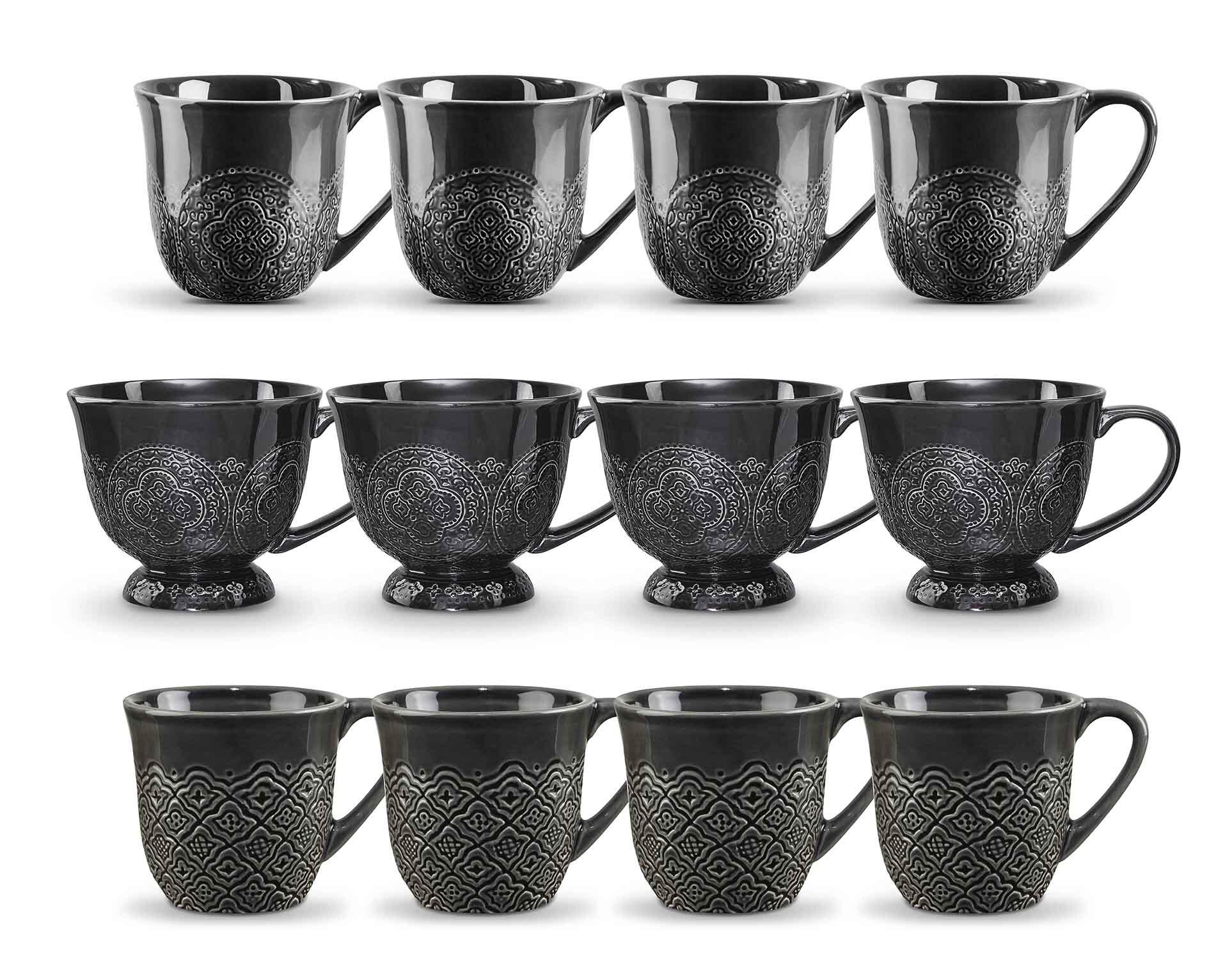 Servis set Mugg, Kaffemugg & Minimugg Cult Design Orient Asfalt 12 delar