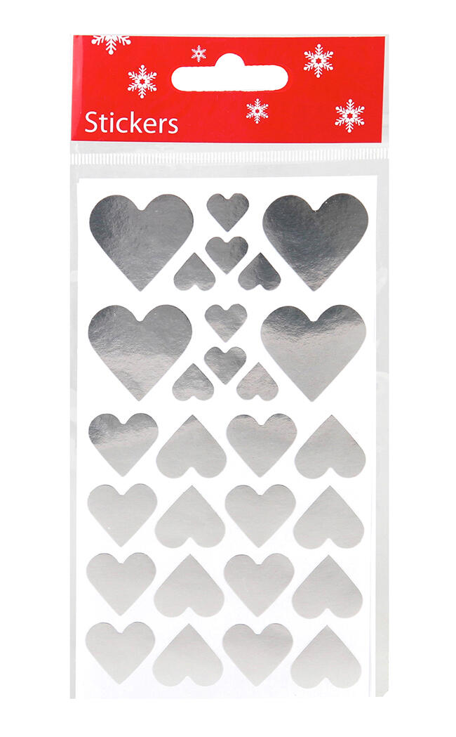 Stickers Hedlunds Hjärtan Silver 8.5x15.5cm 2ark