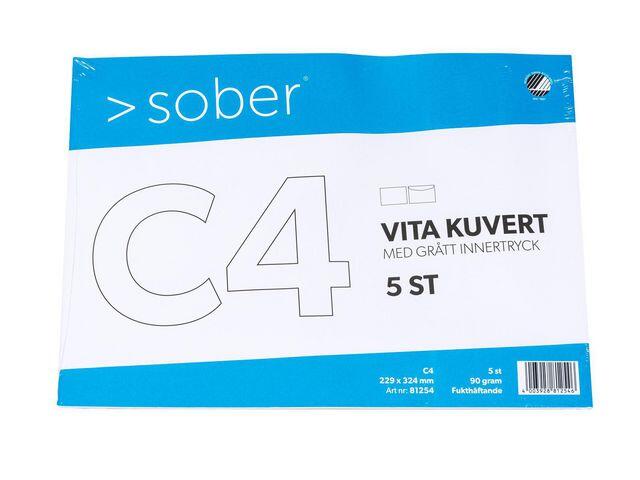 Kuvert Sober C4 FH Vit 5st