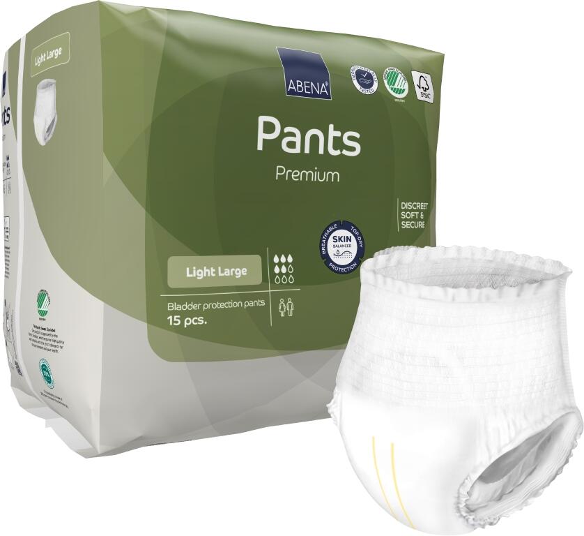 Engångsbyxa Abena Pants Premium Light 5 Droppar Vit L 15st