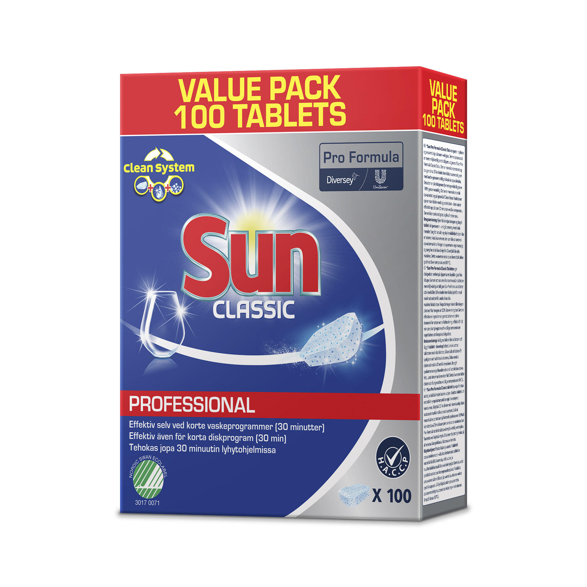 Maskindisktabletter Diversey Sun Pro Formula Classic 100st