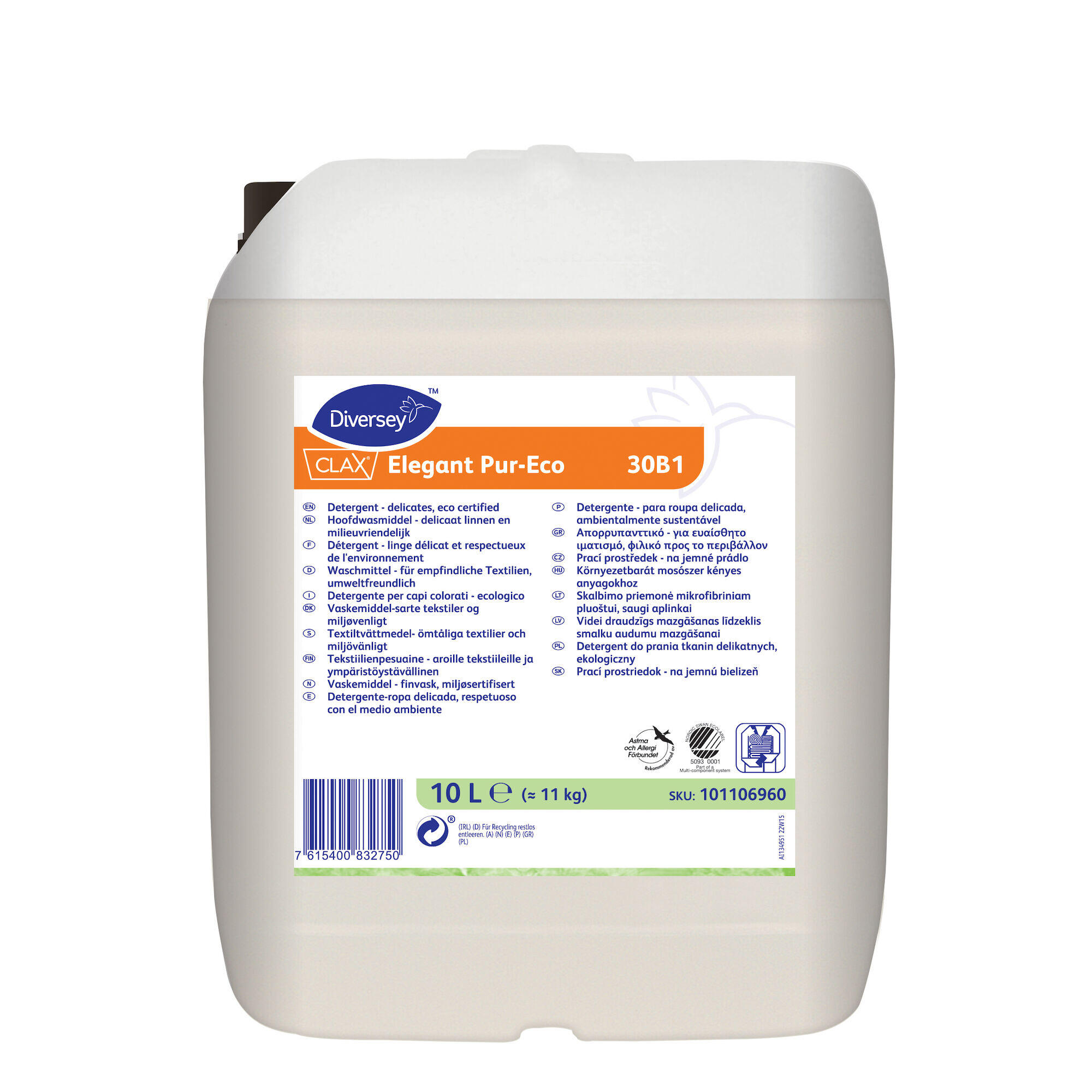 Tvättmedel Diversey Clax Elegant Pur-Eco 30B1 10L
