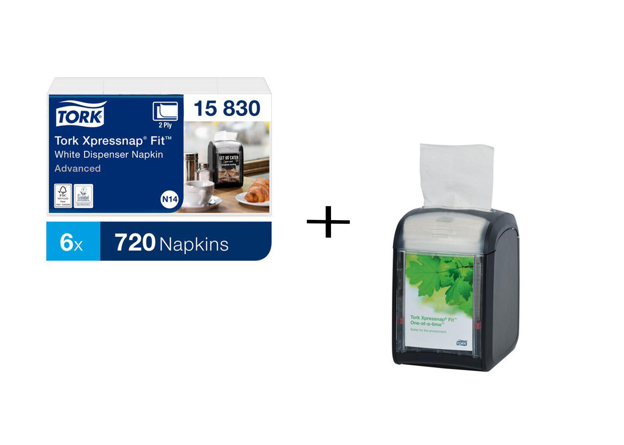 Dispenserservett Tork Xpressnap N14 Vit 6fp med Stå Dispenser