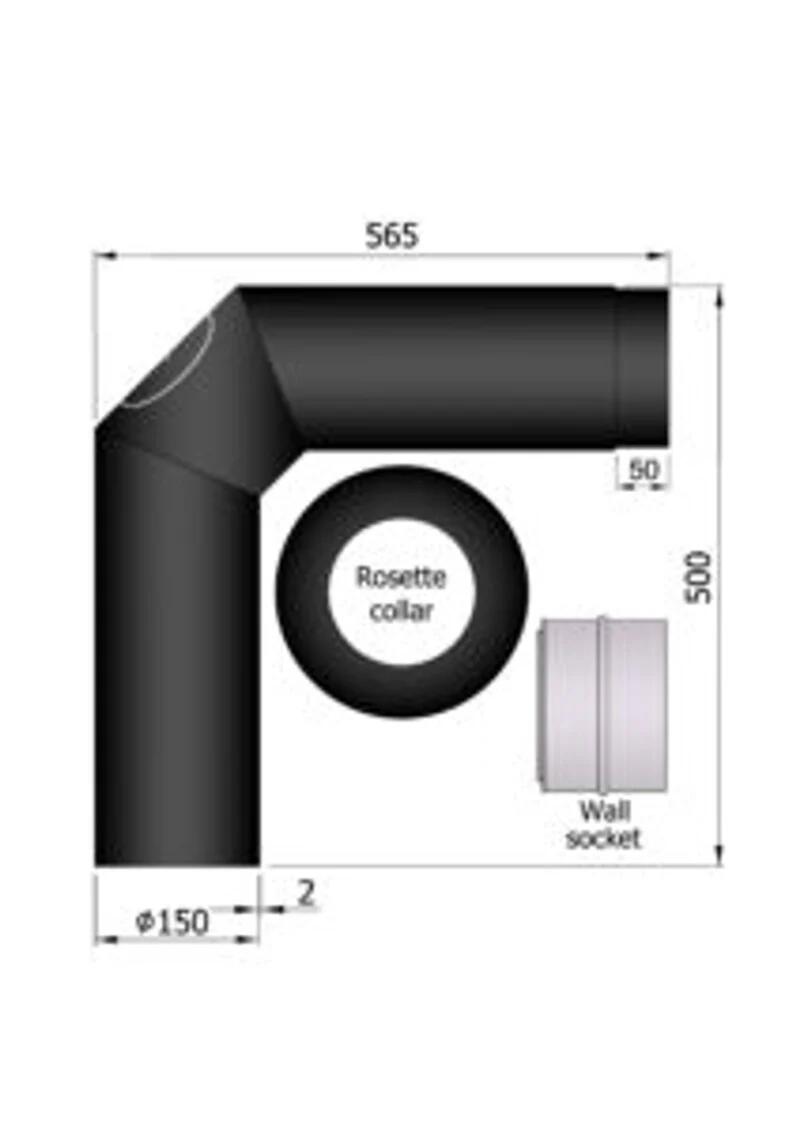 Rökrör Kaminex Komplett Svart Ø150 mm, Längd 250 mm