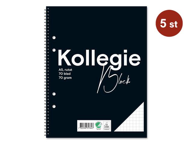 Kollegieblock FW Rutat Hål A5 70g 70 Blad