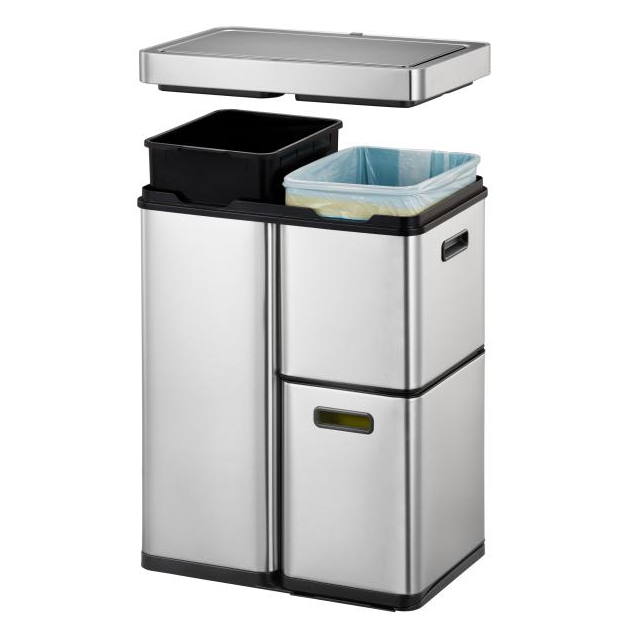 Papperskorg Eko Recycle Mirage Plus Sensor Bin Matt S/S 30+15+15L