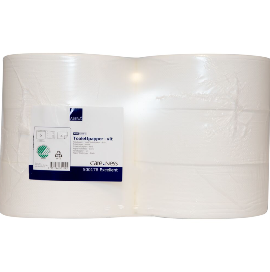 Toalettpapper Abena Toa Jumbo Midi Care-Ness Excellent 2-lags 380m 6rl