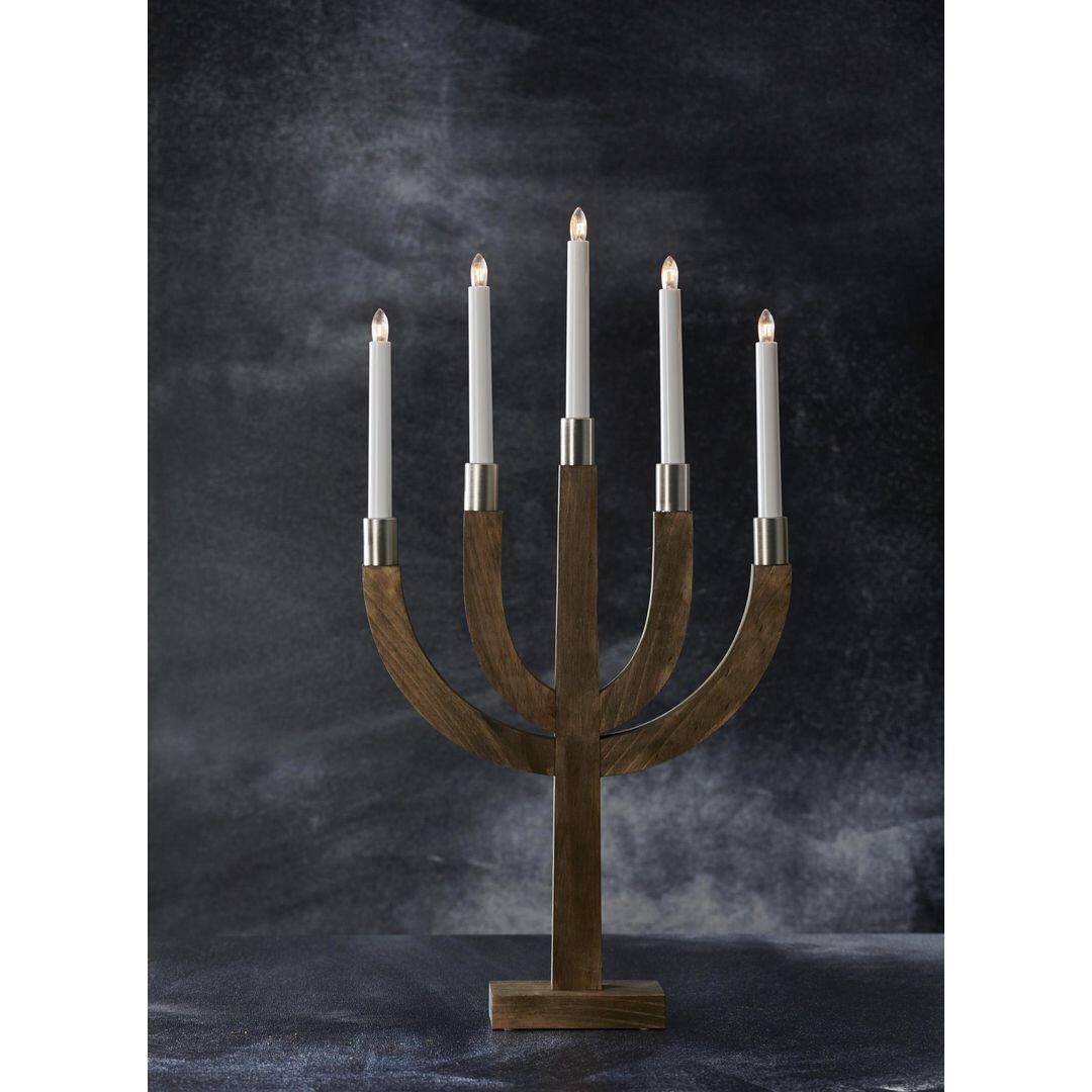 Elljusstake Star Trading Trä Brun 5-Armad 35x67cm