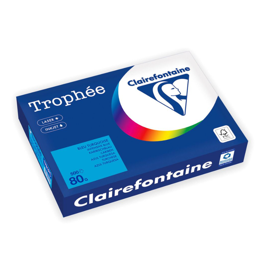 Kopieringspapper Clairefontaine Trophée oh djupblå A4 80g 500st