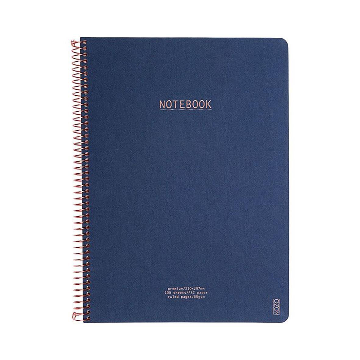 Anteckningsbok Kozo Premium A4 Linjerad Navy 80 Blad