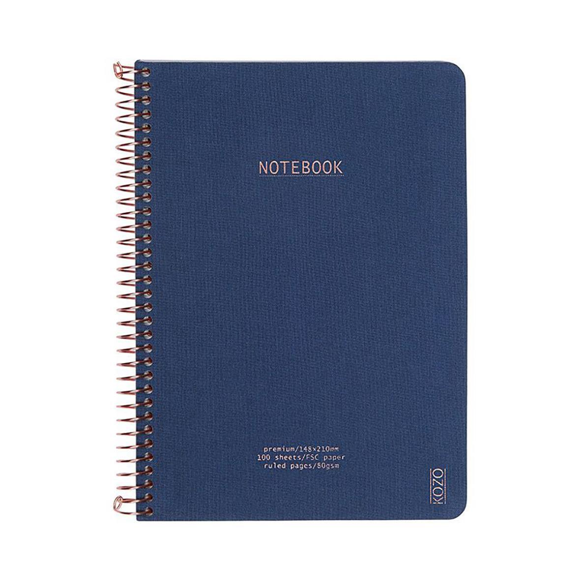 Anteckningsbok Kozo Premium A5 Linjerad Navy 80 Blad