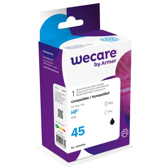 Bläckpatroner Wecare HP 45 Svart