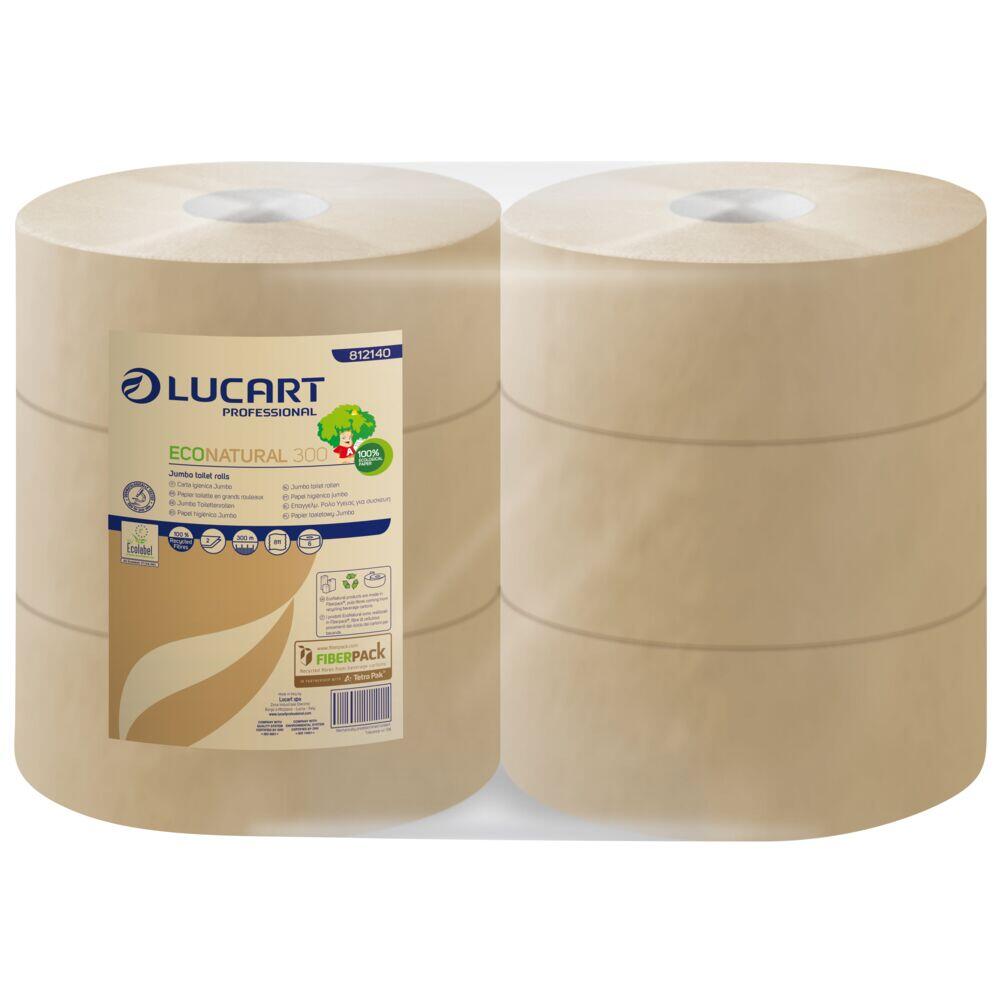 Toalettpapper Lucart Eco Natural 300 Jumbo Midi 2-lag 300m 6rl