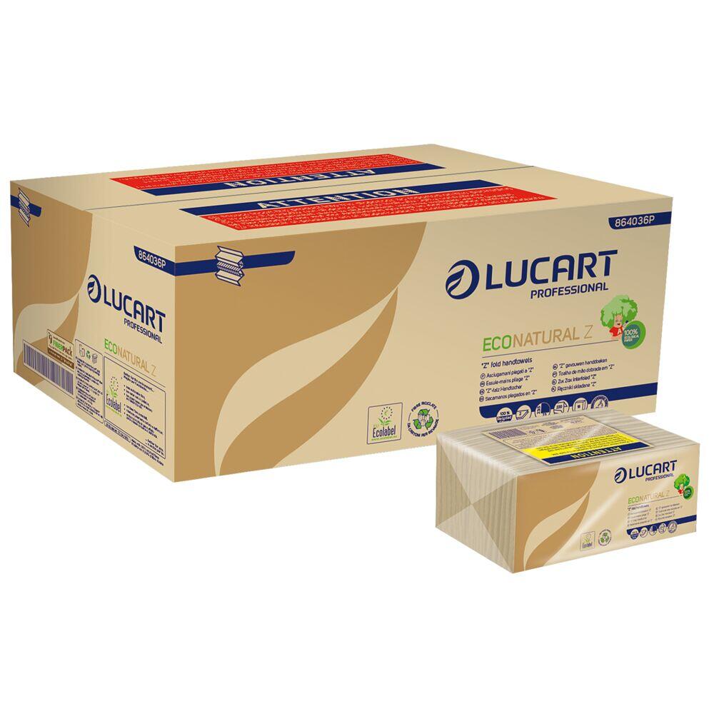 Pappershandduk Lucart Eco Natural 2-lag Z-vikt Natur 18fp