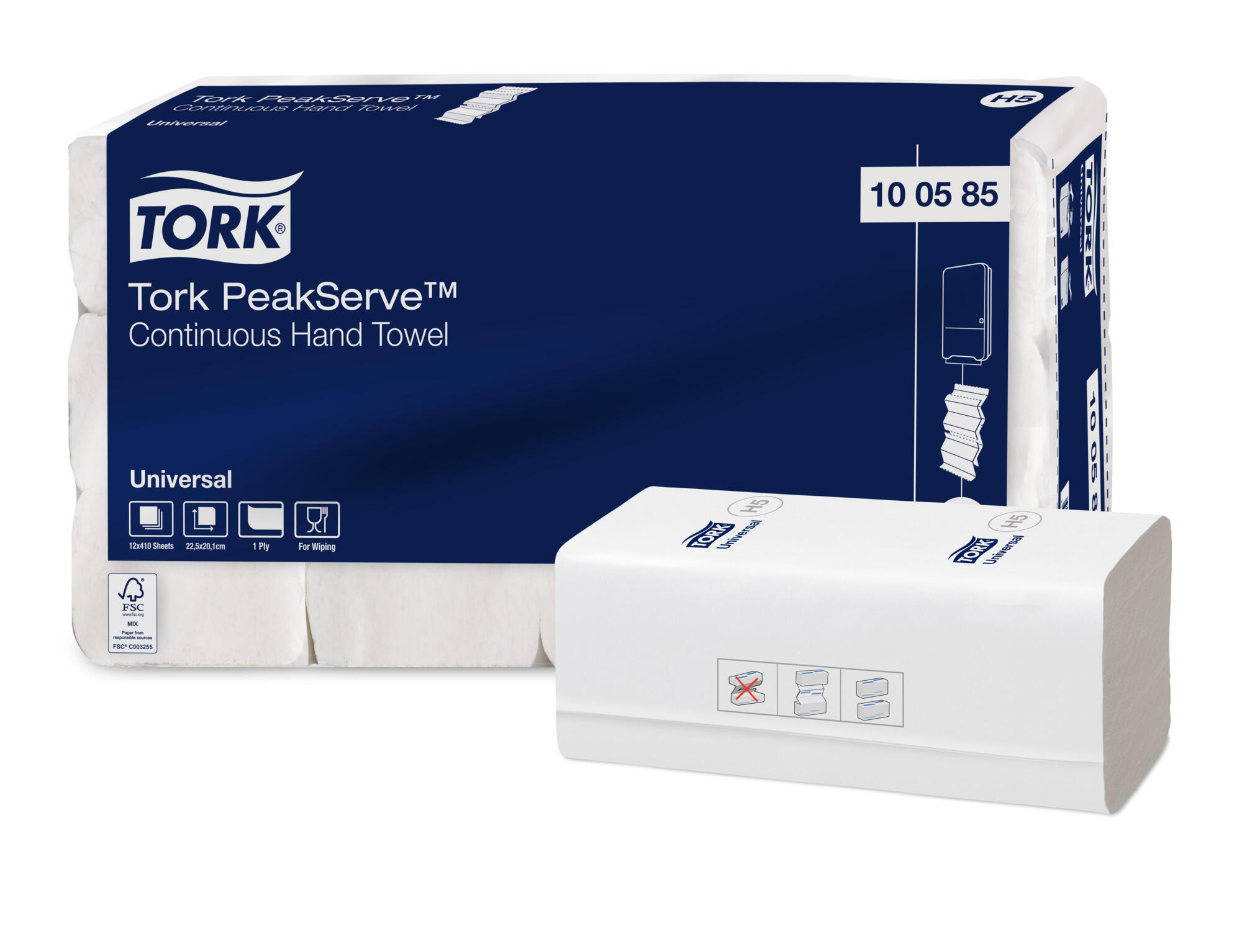 Pappershandduk Tork Peakserve Continuous H5 Vit 12fp