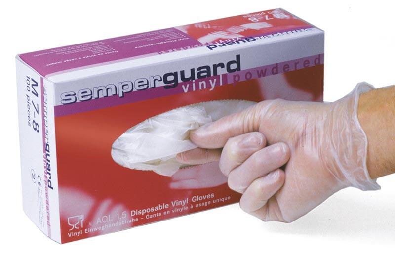 Engångshandskar Vinyl Semperguard Pudrad Transparent XL 90st