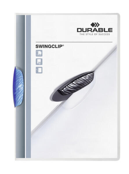 Klämmapp Durable Swingclip Transparent-Blå A4 till 30 ark