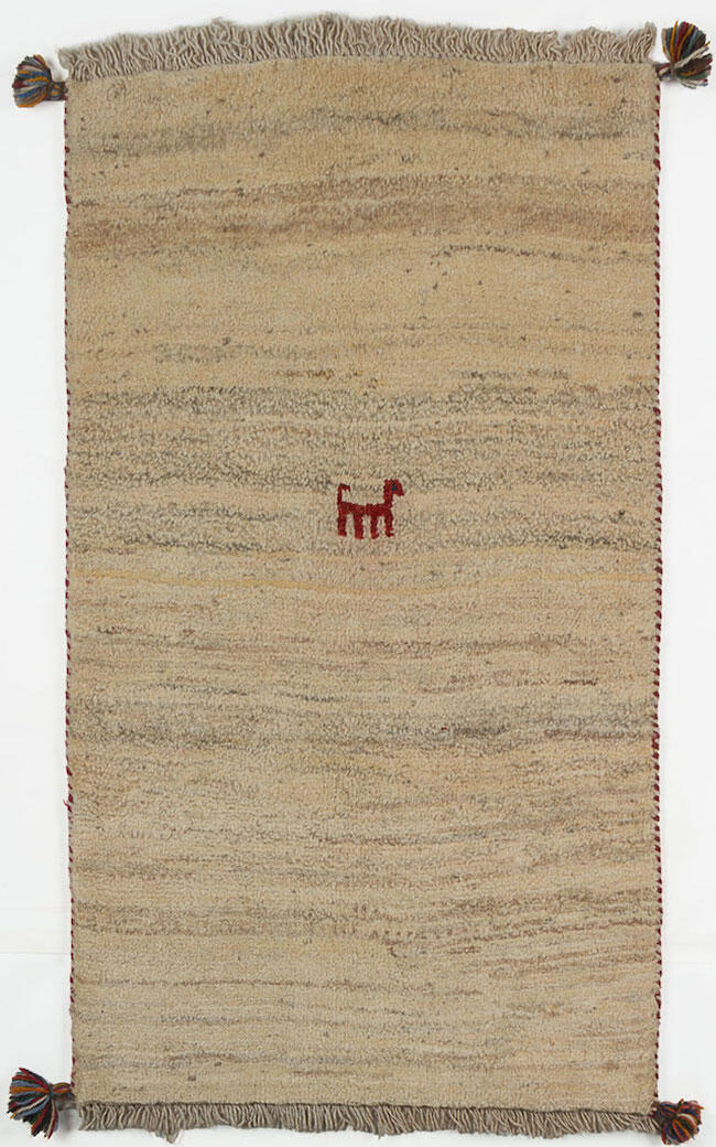 Handknuten Persisk Matta Gabbeh Shiraz Creme 68x126cm