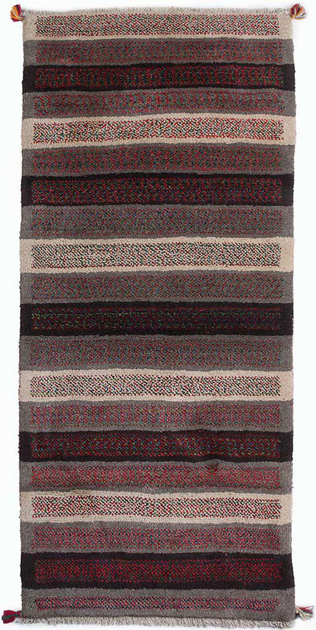 Handknuten Persisk matta Gabbeh Shiraz Ull Grå/Creme 88x178cm