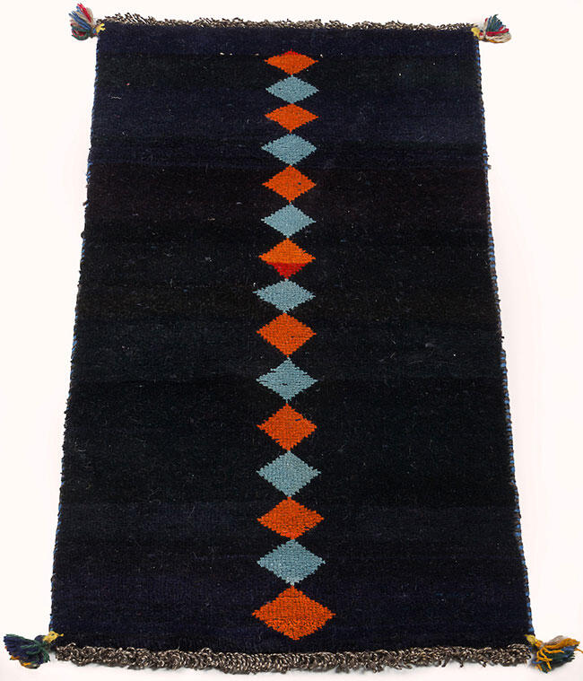 Handknuten Persisk matta Gabbeh Shiraz Ull Mörkblå 58x117cm