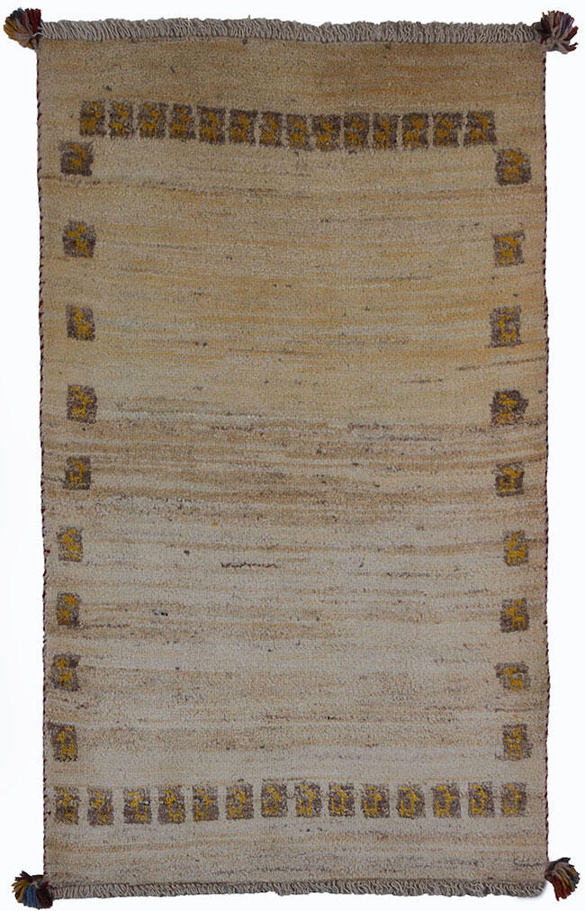 Handknuten Persisk matta Gabbeh Shiraz Ull Creme/Grå 81x133cm