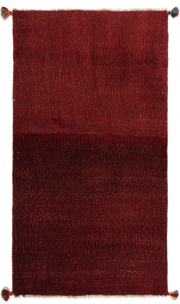 Handknuten Persisk matta Gabbeh Shiraz Ull Röd 76x145cm