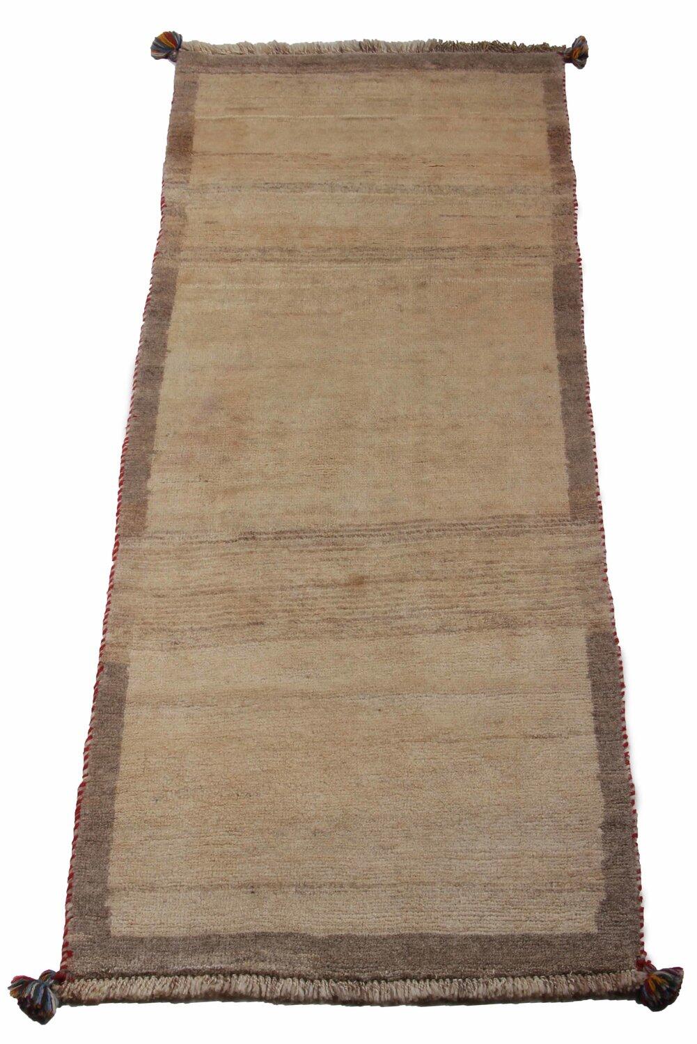 Handknuten Persisk matta Gabbeh Shiraz Ull Creme/Grå 71x188cm