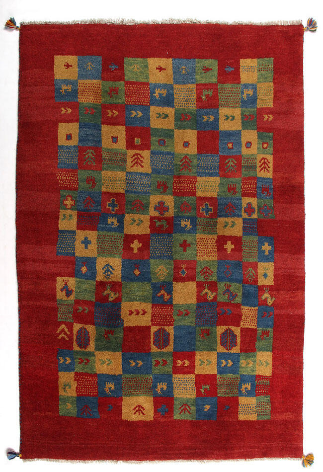 Handknuten Persisk matta Gabbeh Shiraz Ull Röd/Gul 124x186cm
