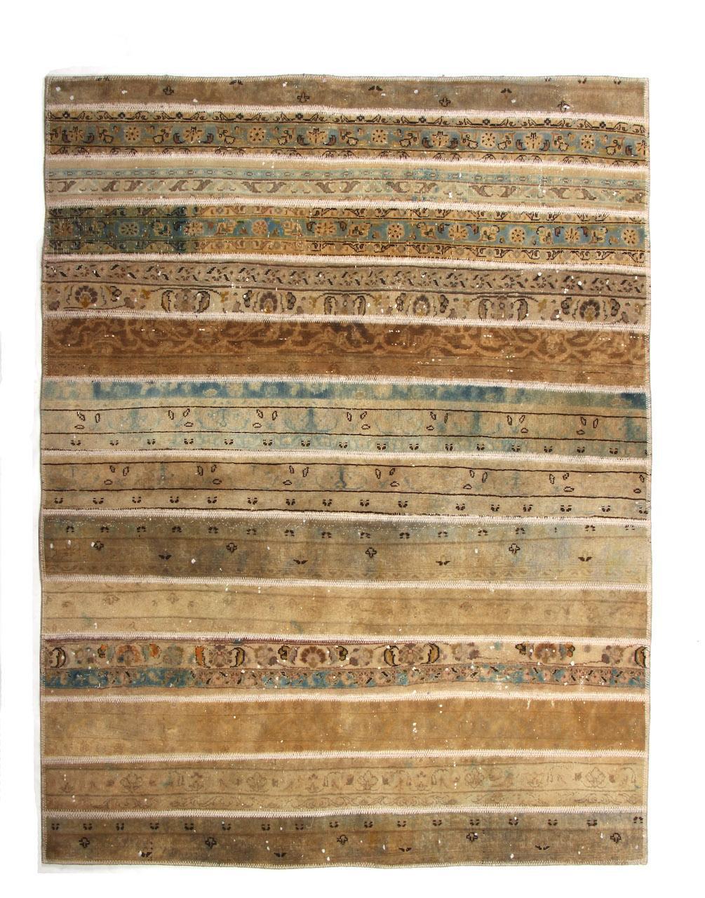 Handknuten Persisk Patchworkmatta Ull/Garn Flerfärgad 152x198cm