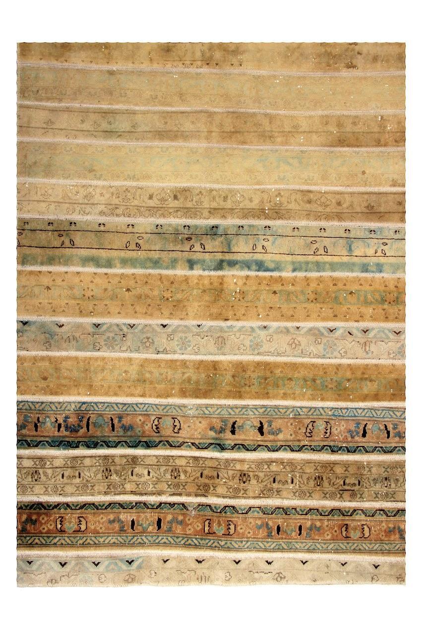Handknuten Persisk Patchworkmatta Ull/Garn Flerfärgad 139x193cm