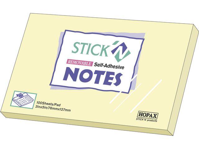 Notisblock Stick´n Notes Gul 76x127mm 100blad