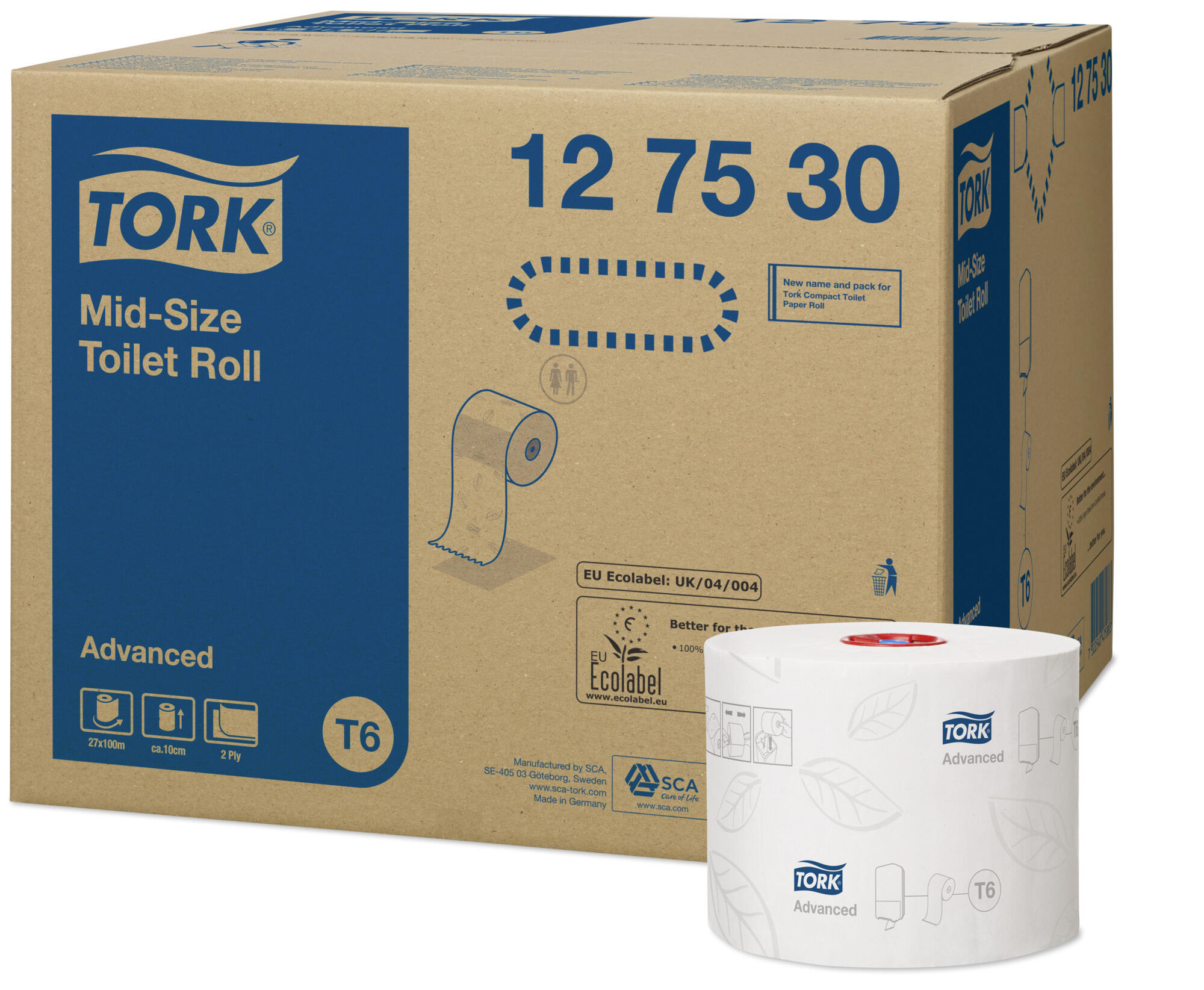 Toalettpapper Tork Mid Size Advanced T6 Vit 27rl