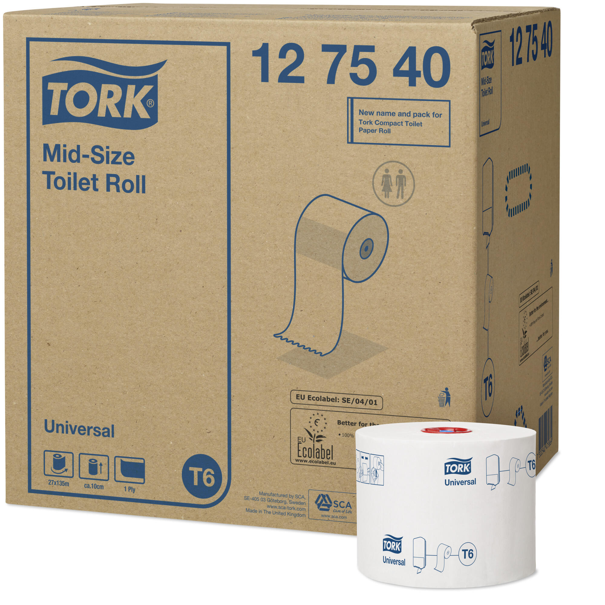 Toalettpapper Tork Mid Size Universal T6 Vit 27rl