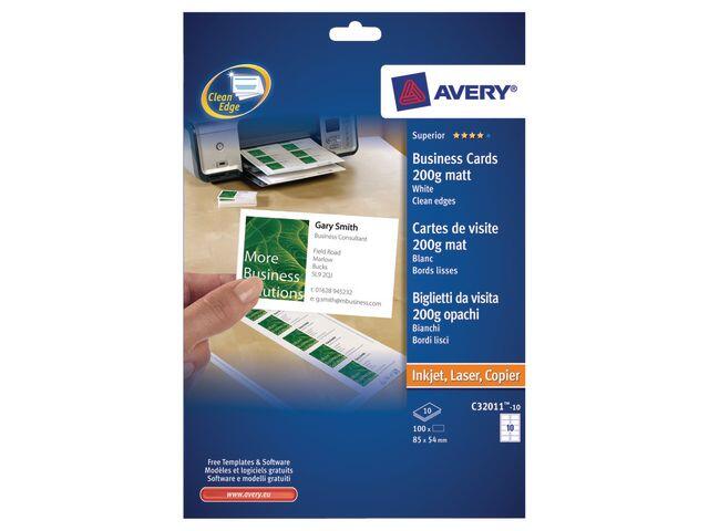 Visitkort Avery Matt 85x54mm 200g