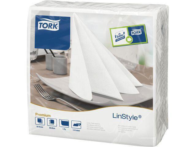 Servett Tork Linstyle 1-Lagers Vit 39x39cm 50st