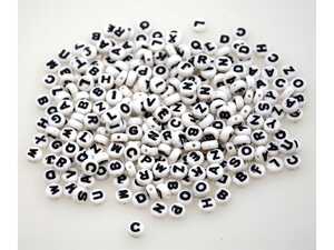 Plastpärlor Playbox ABC Rund Vit/Svart 500st