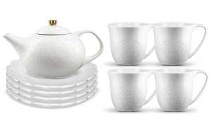 Servis set Tekanna, Kaffemugg & Assiett Cult Design Orient Vit 9 delar