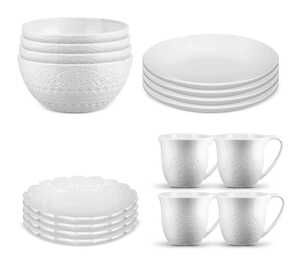 Servis set Tallrik, Assiett, Skål & Kaffemugg Cult Design Orient Vit 16 delar
