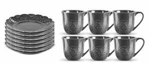 Servis set Assiett & Mugg Cult Design Orient Asfalt 12 delar