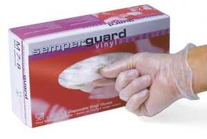 Engångshandskar Vinyl Semperguard Pudrad Transparent M 100st