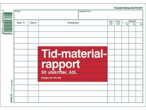 Blankett Esselte Tid- och Materialrapport A5L